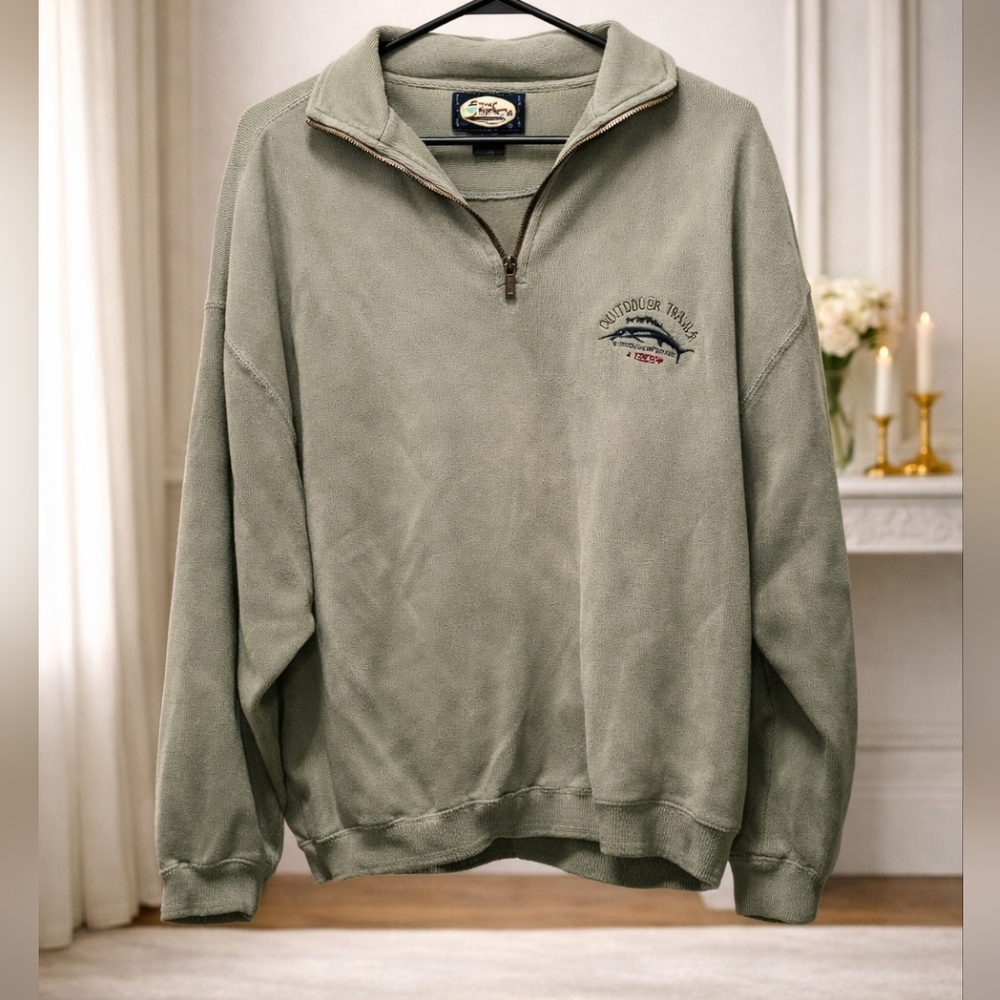 NWOT Tommy Bahama  Size Large Sage Green Zip-Up Sweater